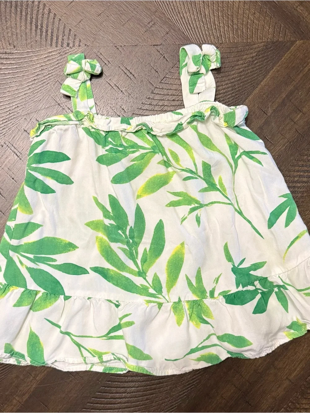 The Children's Place White Tank Top with Green Leaf Print